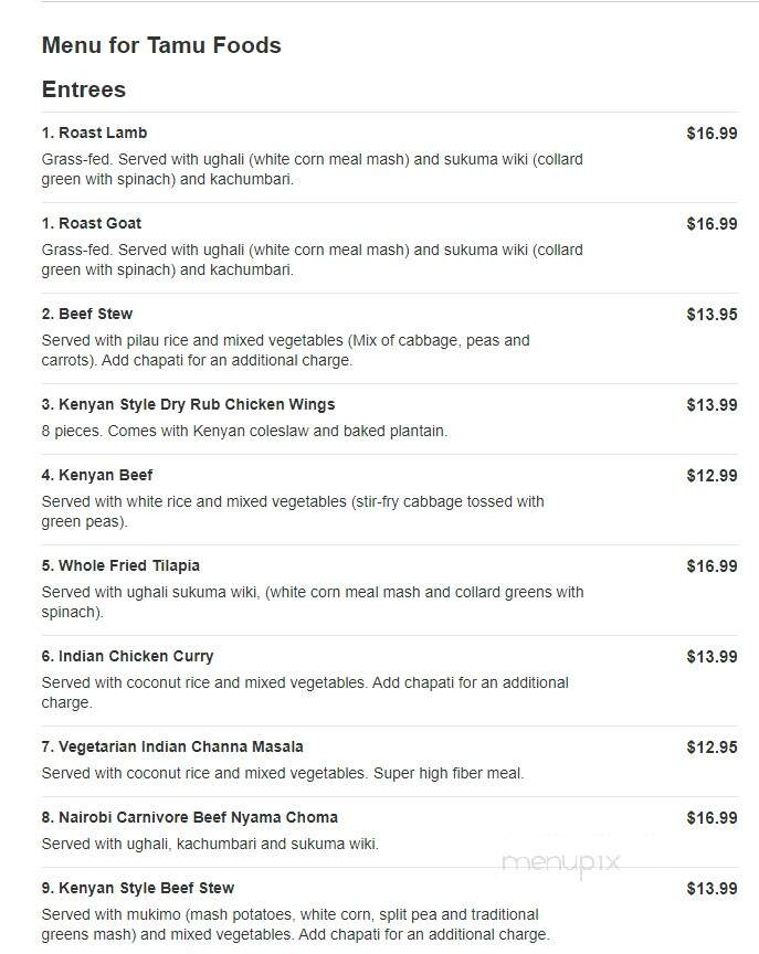 Tamu Foods - Federal Way, WA menu_pic