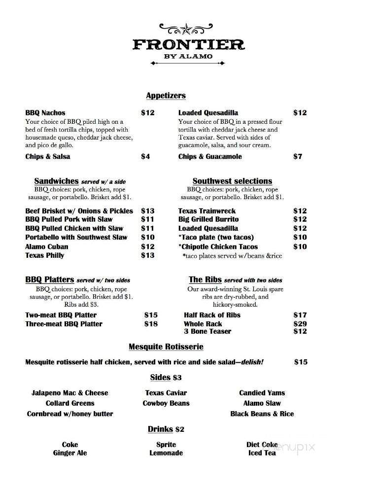 Frontier by Alamo - Richmond, VA menu_pic