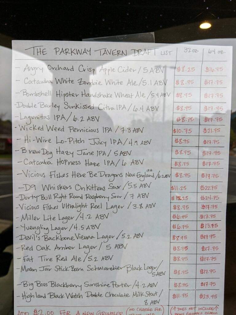 The Parkway Tavern - Cary, NC menu_pic