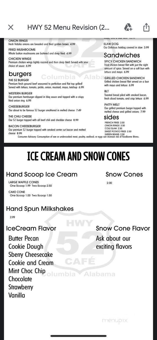 Hwy 52 Cafe - Columbia, AL