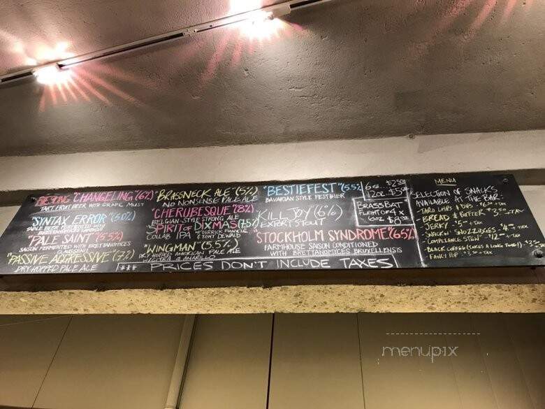 Brassneck Brewery - Vancouver, BC menu_pic