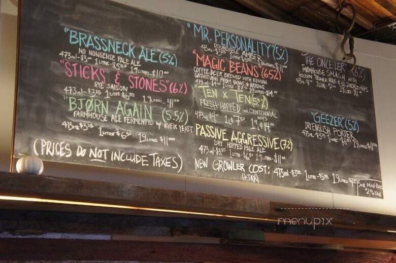 Brassneck Brewery - Vancouver, BC menu_pic