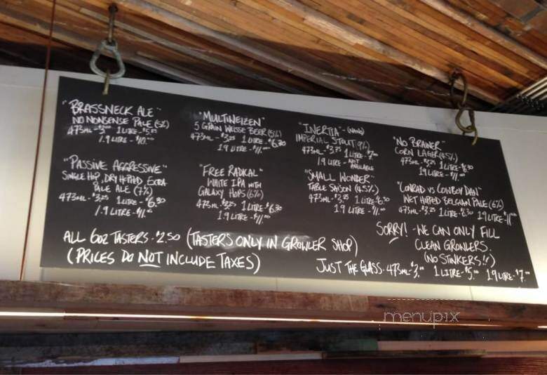 Brassneck Brewery - Vancouver, BC menu_pic