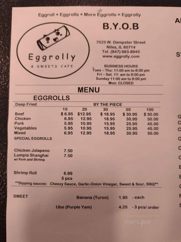 Eggrolly and Sweets Cafe - Niles, IL menu_pic