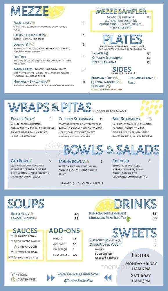 Tahina - Alameda, CA menu_pic