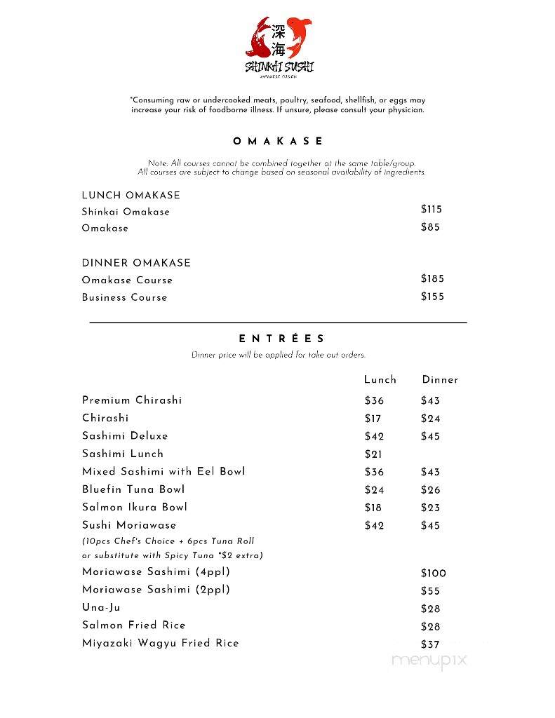 Shinkai Sushi Japanese Fusion - Alhambra, CA menu_pic