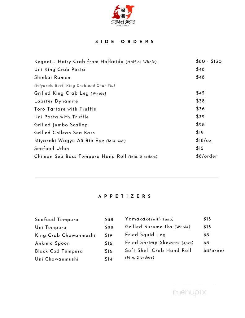 Shinkai Sushi Japanese Fusion - Alhambra, CA menu_pic