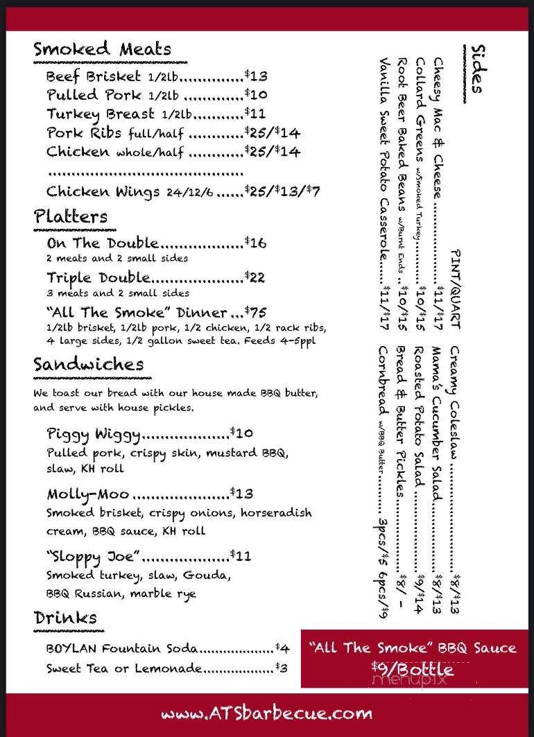 All The Smoke Barbecue - Clifton, NJ menu_pic