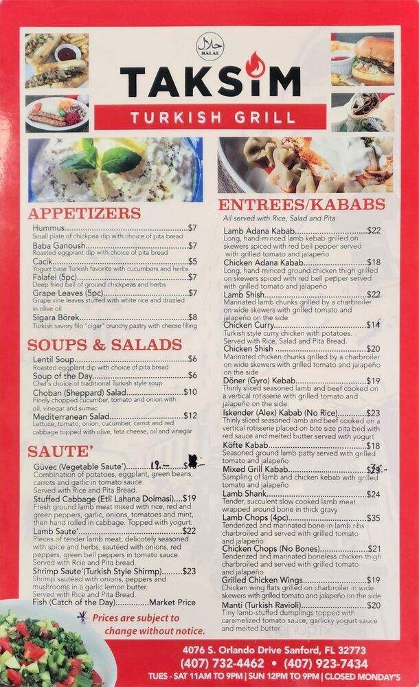 Taksim Turkish Grill - Sanford, FL menu_pic