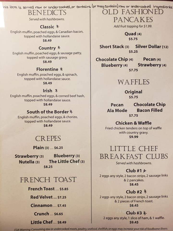 Little Chef's Pancake House - Angola, IN menu_pic