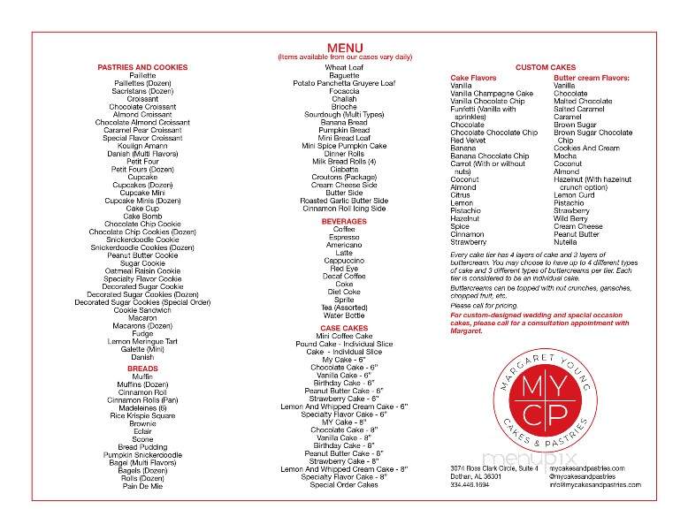 M.Y. Cakes and Pastries - Dothan, AL menu_pic
