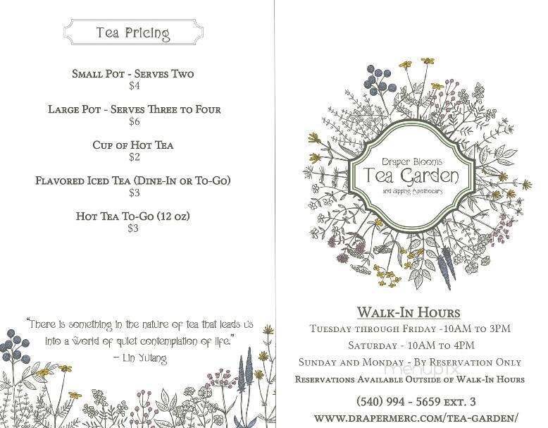 Draper Blooms Tea Garden - Draper, VA menu_pic