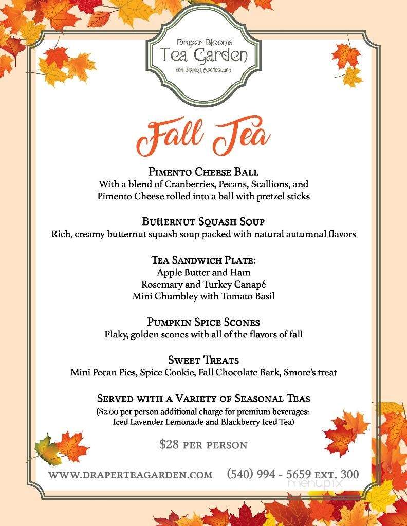 Draper Blooms Tea Garden - Draper, VA menu_pic
