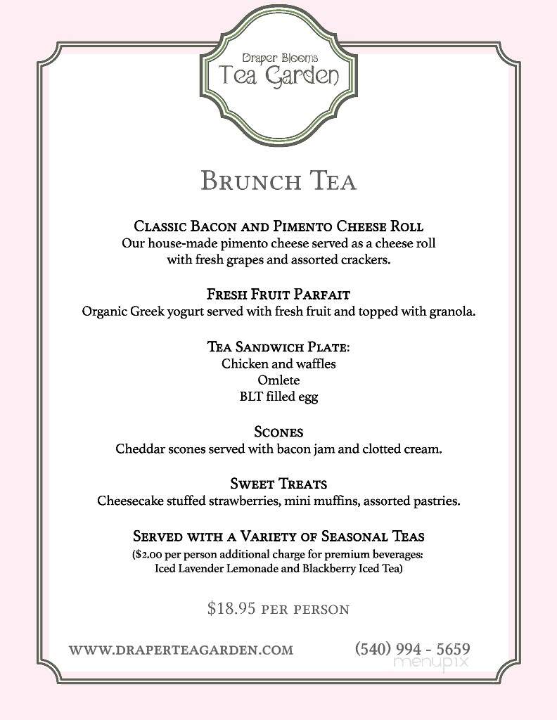 Draper Blooms Tea Garden - Draper, VA menu_pic