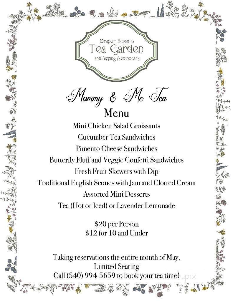 Draper Blooms Tea Garden - Draper, VA menu_pic