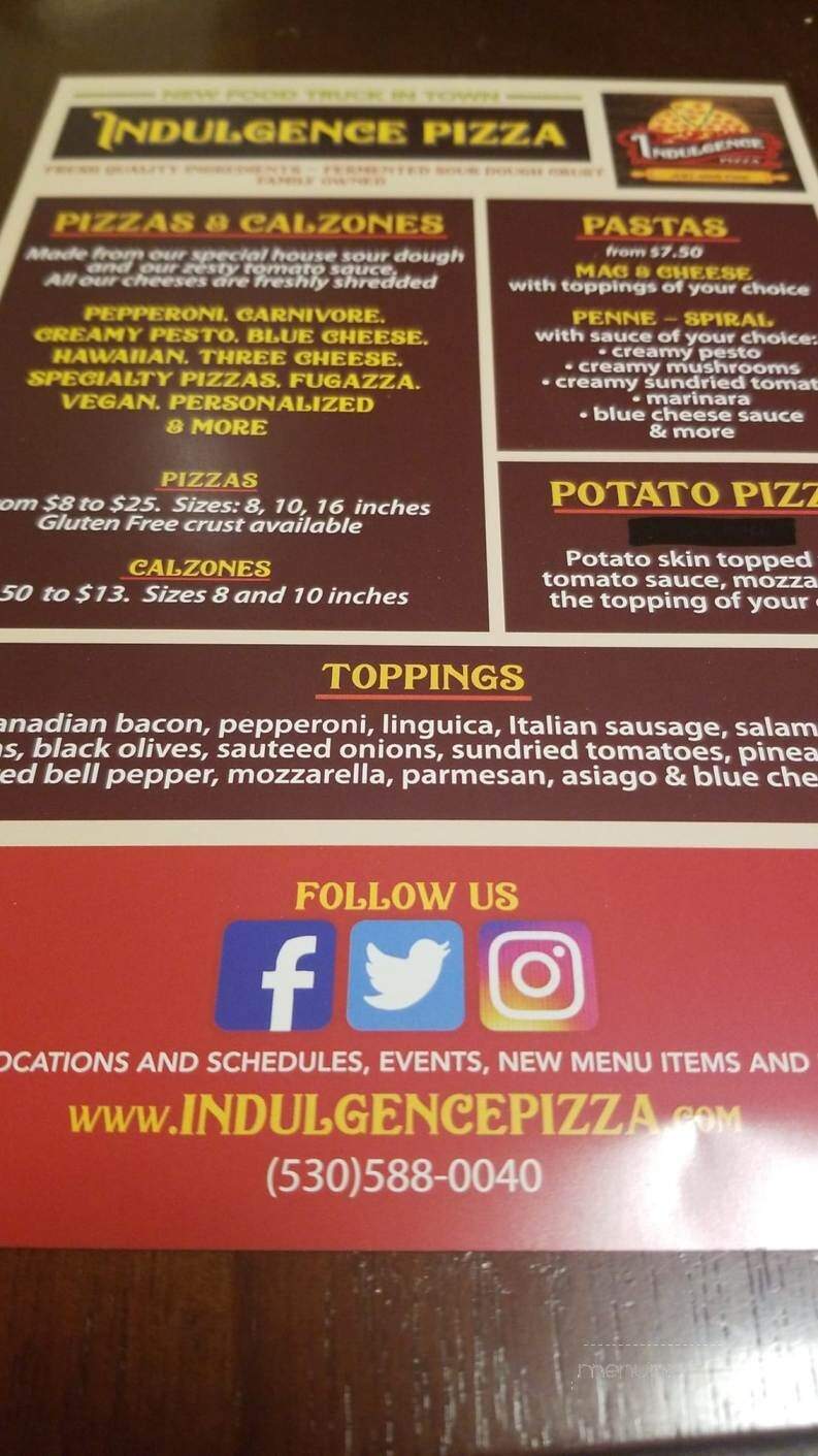 Indulgence Pizza - Chico, CA menu_pic