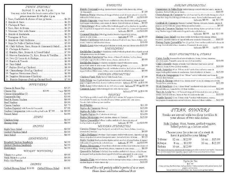 El Tequila - Goreville, IL menu_pic
