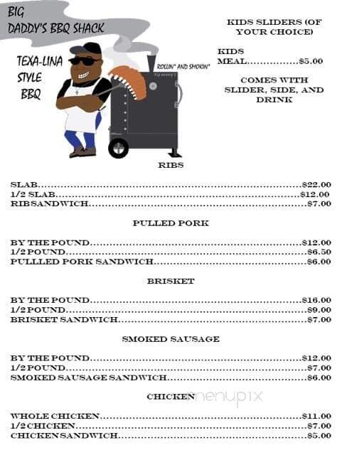 Big Daddy's BBQ Shack - Athens, TN menu_pic