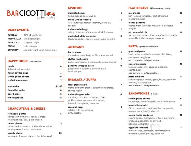 Bar Cicotti - Bellingham, WA menu_pic