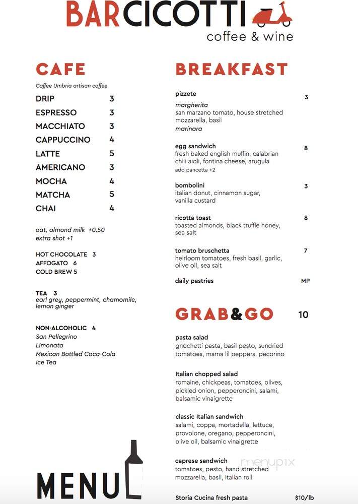 Bar Cicotti - Bellingham, WA menu_pic