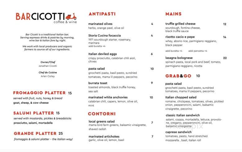 Bar Cicotti - Bellingham, WA menu_pic