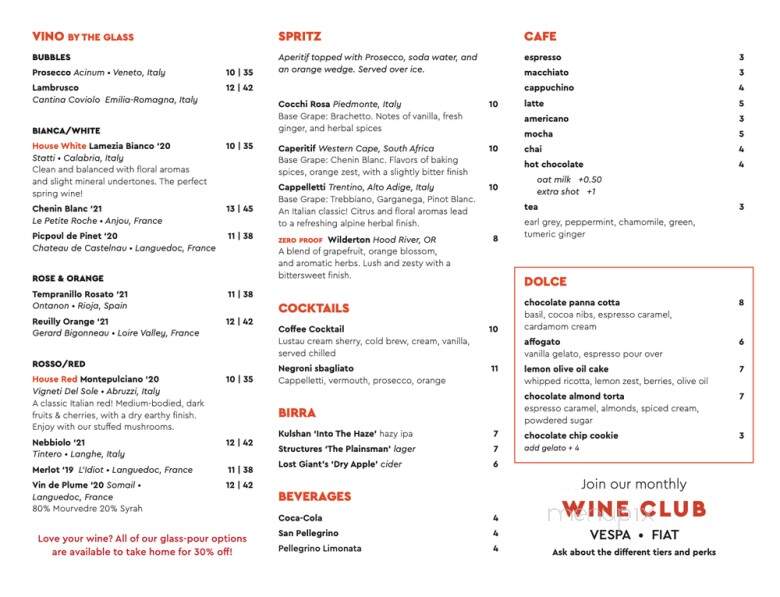 Bar Cicotti - Bellingham, WA menu_pic