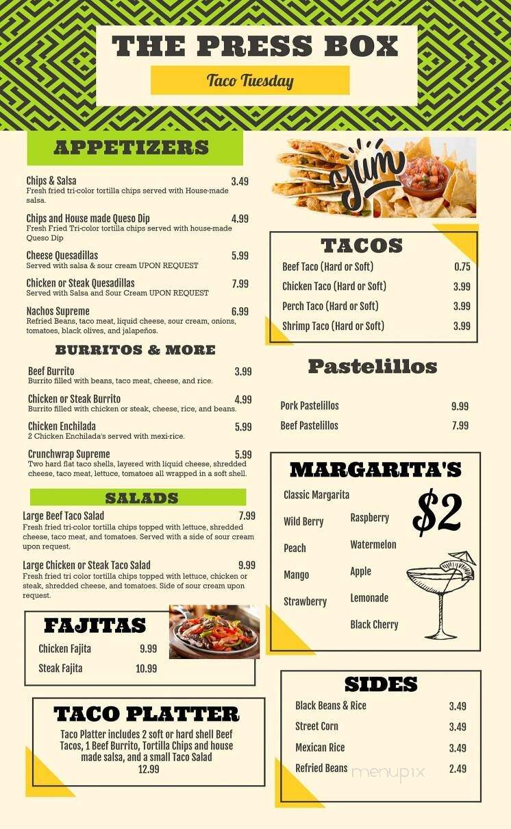 The Press Box - Norwalk, OH menu_pic