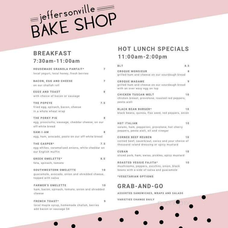 Jeffersonville Bake Shop - Jeffersonville, NY menu_pic