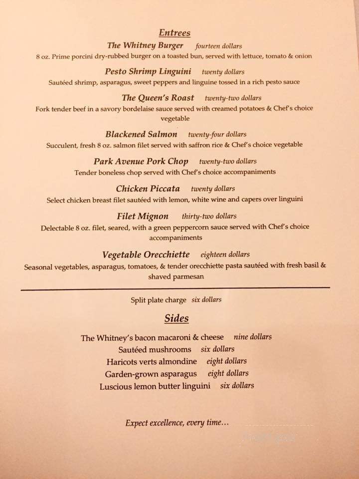 The Whitney Restaurant & Bar - Aiken, SC menu_pic