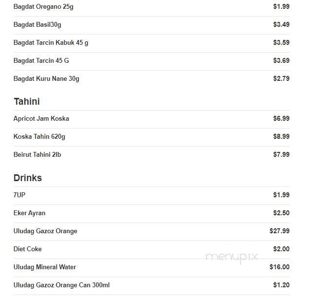 Turkuaz Market - Manassas, VA menu_pic