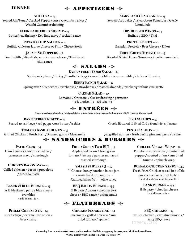 Bank Street Patio Bar - Ocala, FL menu_pic