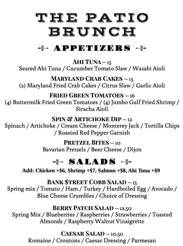 Bank Street Patio Bar - Ocala, FL menu_pic