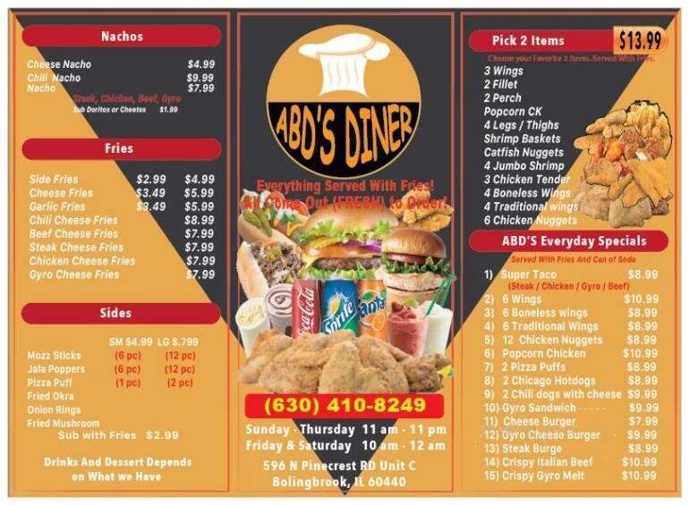 Abd's Diner - Bolingbrook, IL menu_pic