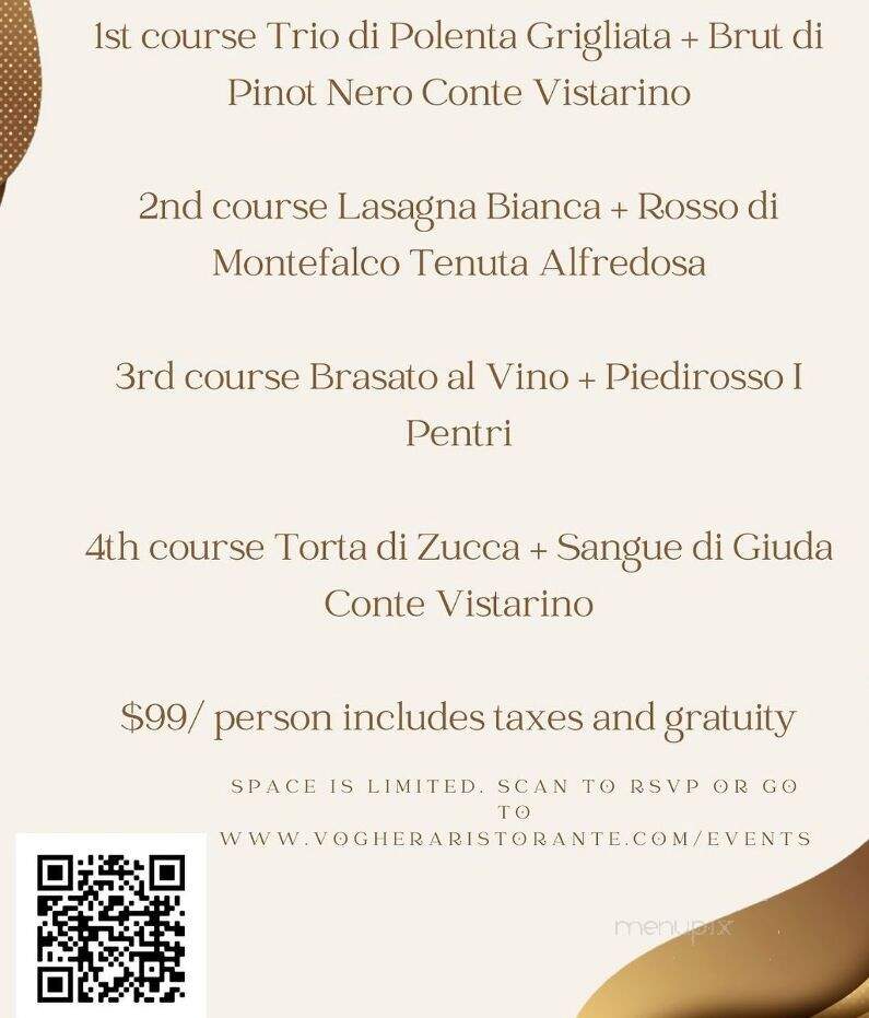 Voghera Ristorante & Apericena - Denver, CO menu_pic