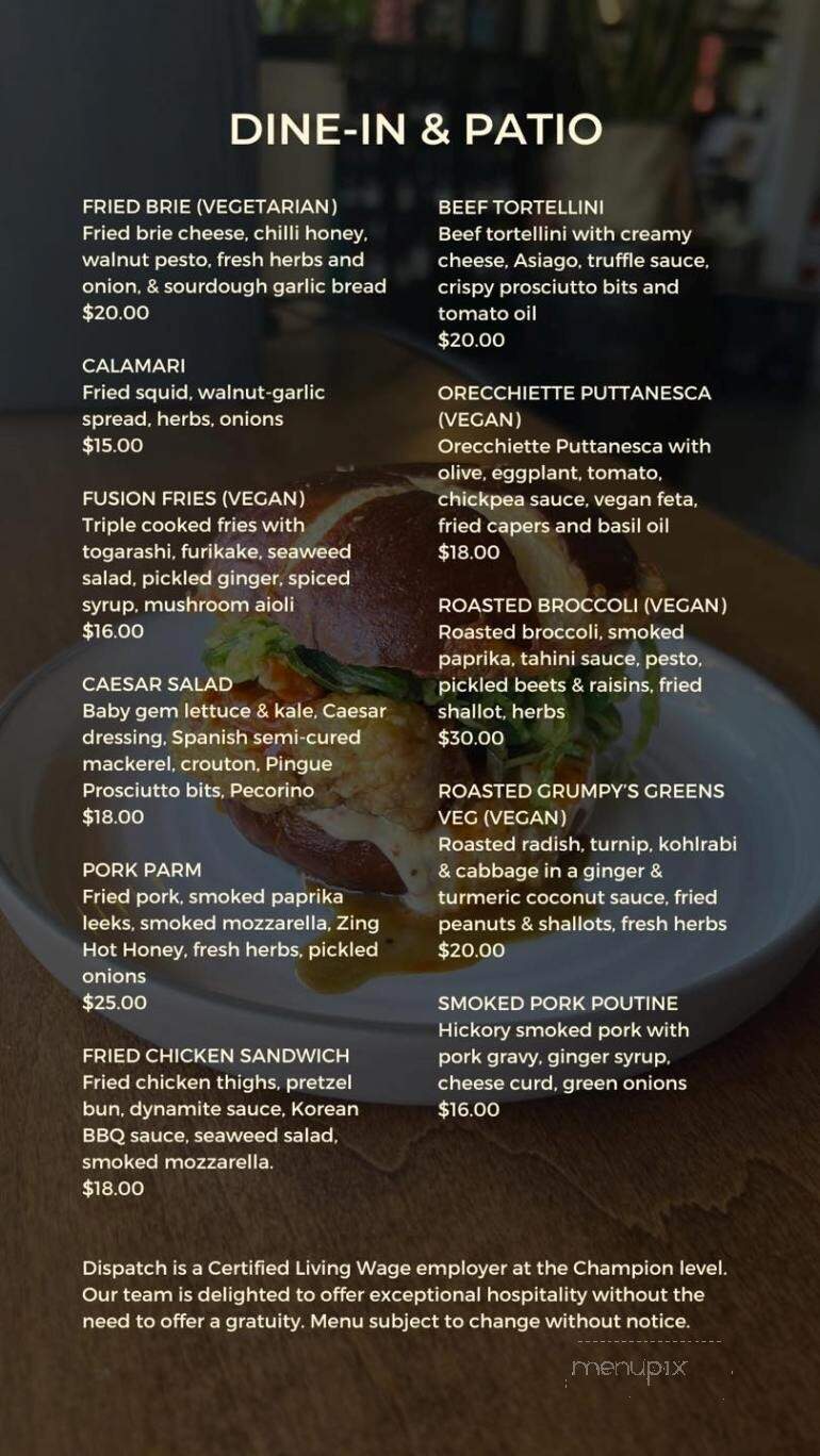 Dispatch - St. Catharines, ON menu_pic