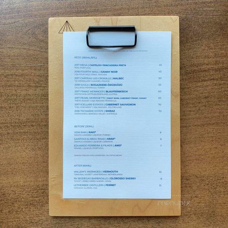 Dispatch - St. Catharines, ON menu_pic