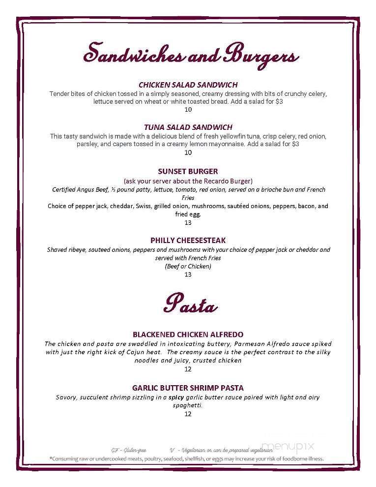 Sunset Grill - Ardmore, OK menu_pic