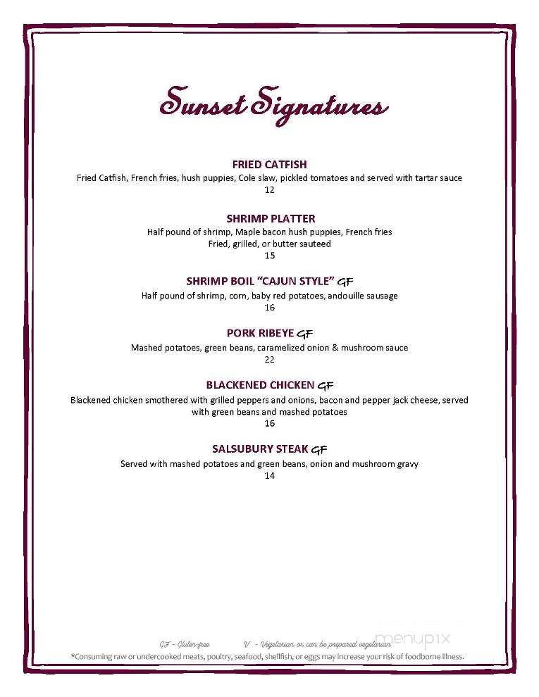 Sunset Grill - Ardmore, OK menu_pic