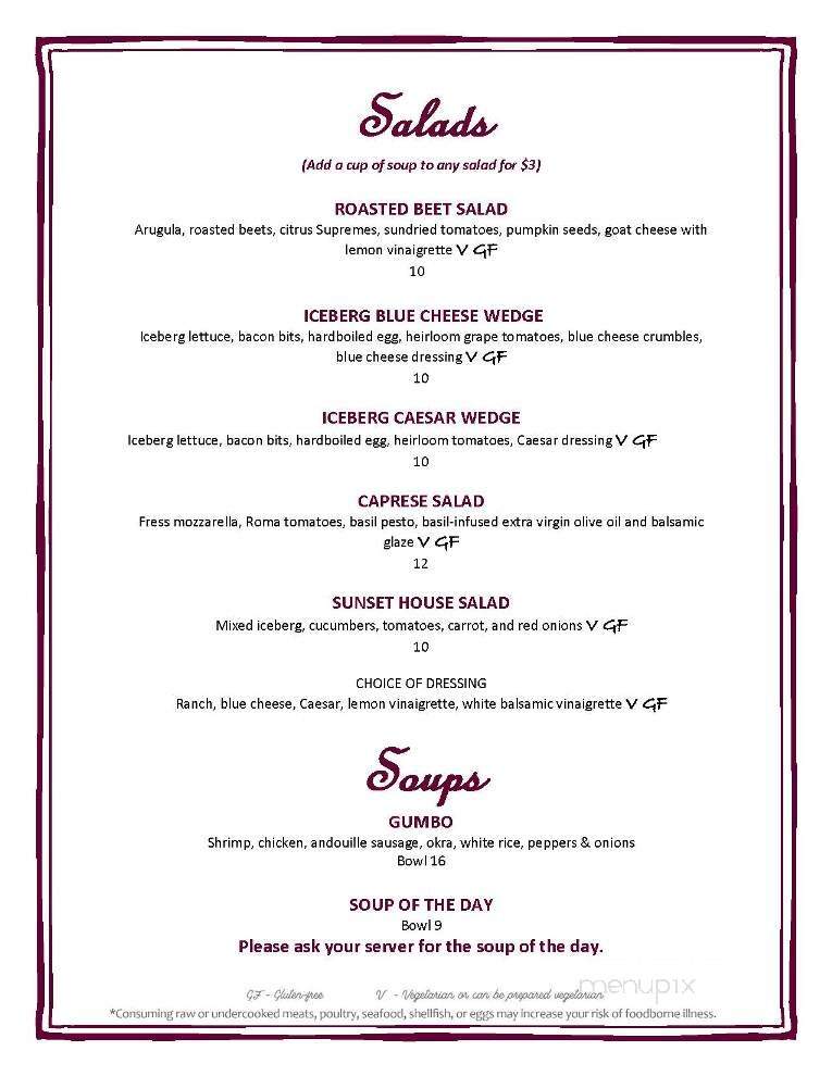 Sunset Grill - Ardmore, OK menu_pic