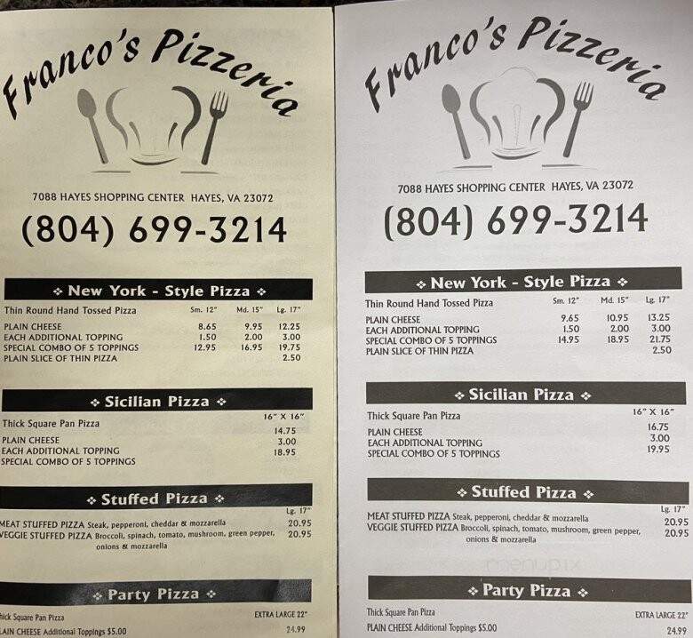 Francos Pizza - Hayes, VA