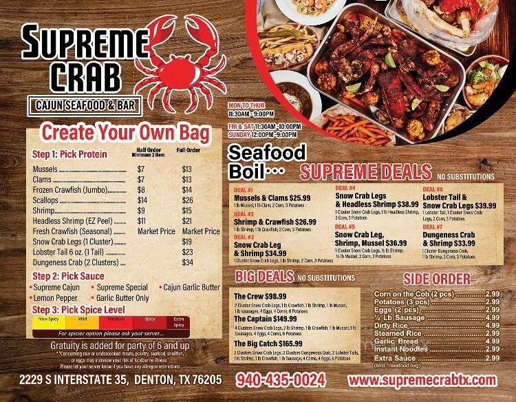 Supreme Crab - Denton, TX menu_pic