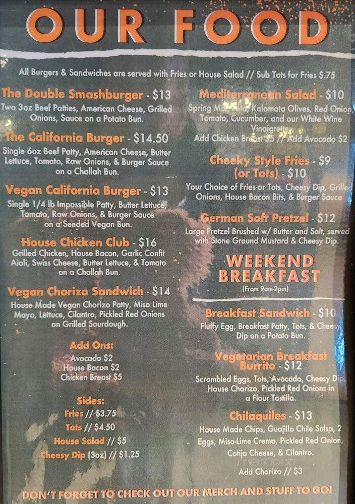 Green Cheek Beer Company - Huntington Beach, CA menu_pic
