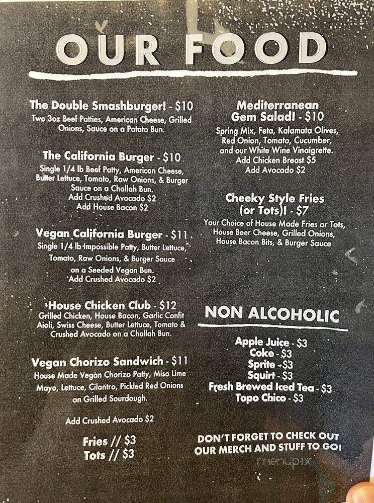 Green Cheek Beer Company - Huntington Beach, CA menu_pic