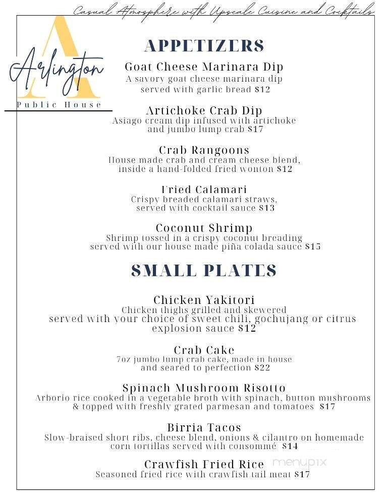 Arlington Public House - Rochester, IN menu_pic