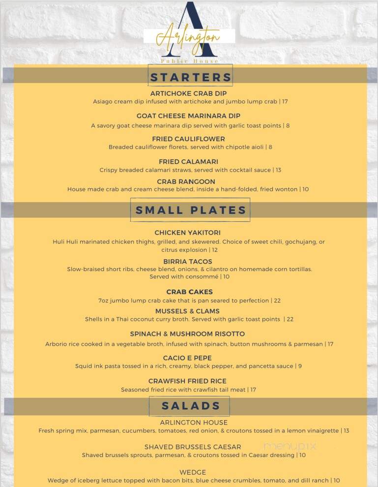 Arlington Public House - Rochester, IN menu_pic