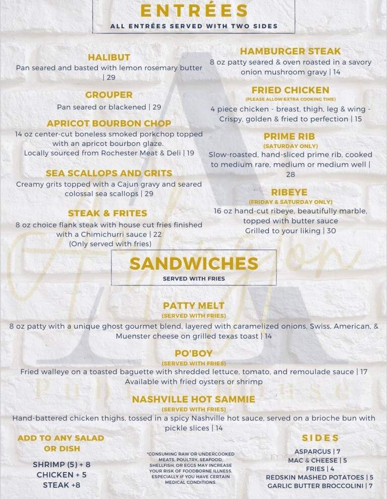 Arlington Public House - Rochester, IN menu_pic