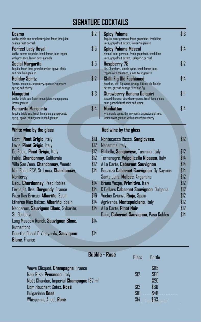 Social Inn - Glenview, IL menu_pic