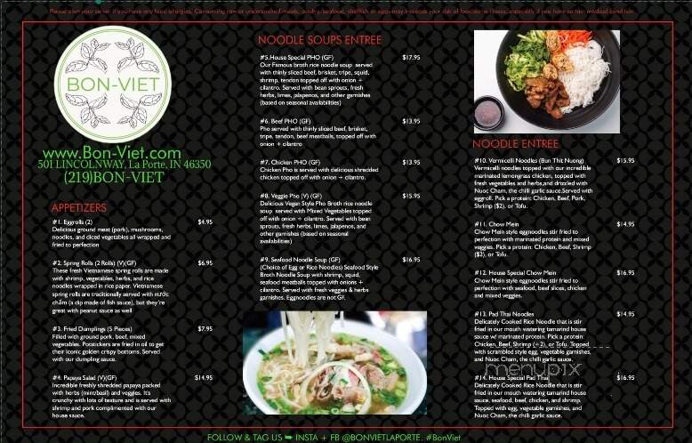 Bon Viet - La Porte, IN menu_pic