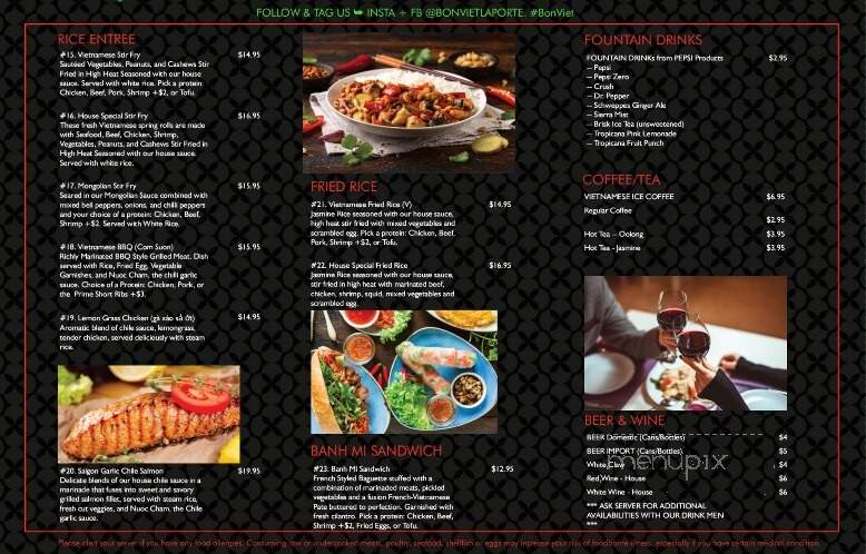 Bon Viet - La Porte, IN menu_pic
