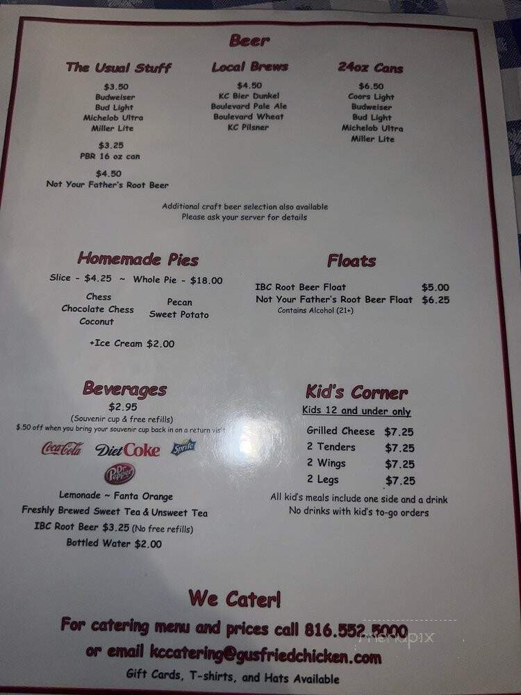Gus's World Famous Fried Chicken - Lee's Summit, MO menu_pic